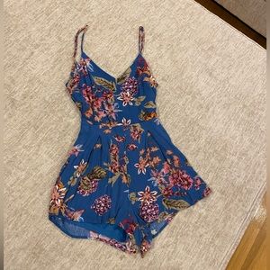 Spaghetti strap romper with tie back